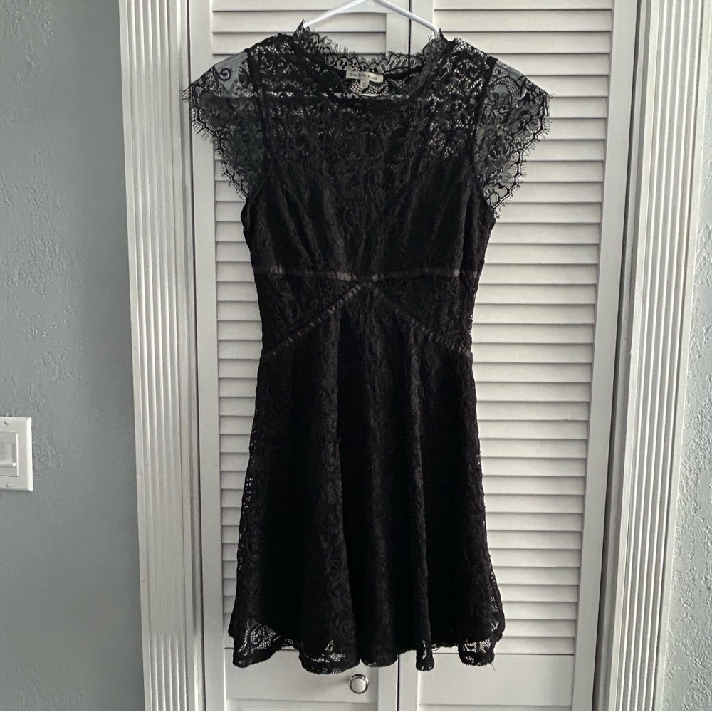 Charlotte Russe Y2K Black Lace Dress Size Small mock neck floral festival